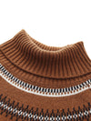 COMOBOCA 100% Cashmere Women's Cable Fair Isle Turtleneck Sweater