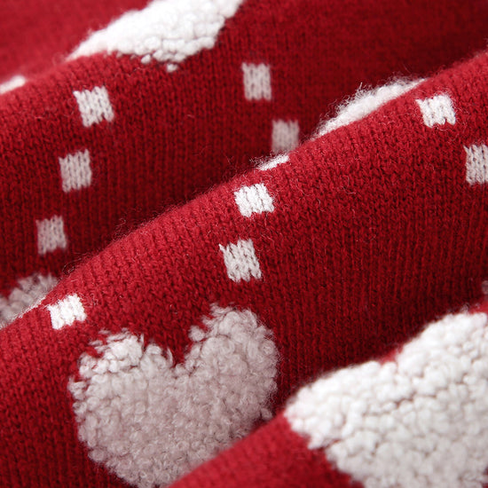 COMOBOCA 100% Wool Kids' Heart Pattern Knit Cardigan