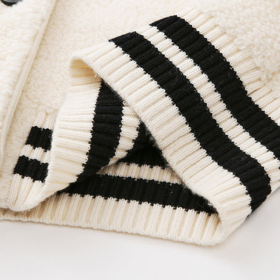 COMOBOCA 100% Wool Women's Striped Ribbing Jacket