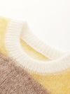 COMOBOCA Women's Mohair Striped Round Neck Sweater