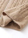COMOBOCA 100% Cashmere Women's Cardigan Cable Knit Hoodie