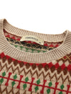 COMOBOCA 100% Cashmere Women's Fair Isle Round Neck Sweater