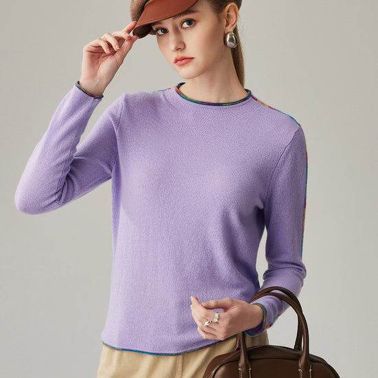 COMOBOCA 100% Cashmere Women's Sweater with Built-in Collar