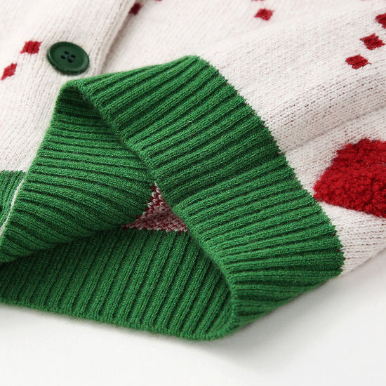 COMOBOCA 100% Wool Kids' Heart Pattern Knit Cardigan