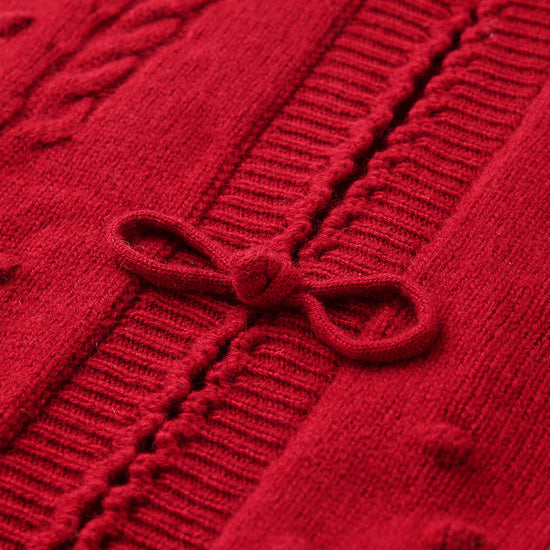 COMOBOCA 100% Cashmere Women's Bow Detailing Cable Knit Vest