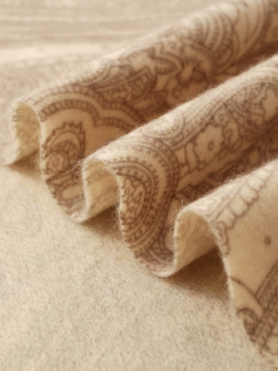 COMOBOCA 100% Cashmere Women's Paisley Pattern Fringed Scarf