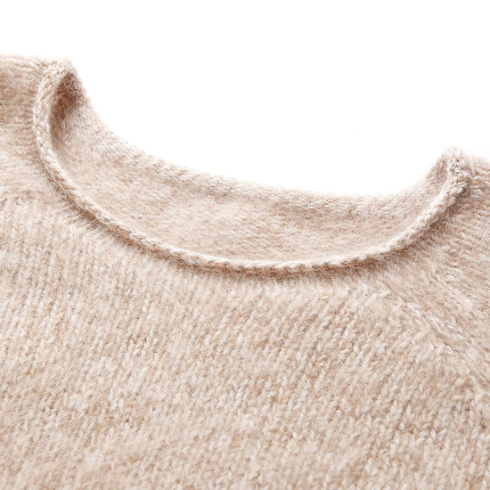 COMOBOCA 100% Wool Women's Fuzzy Round Neck Sweater