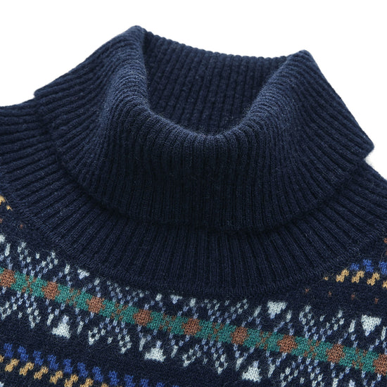 COMOBOCA 100% Cashmere Women's Fair Isle Turtleneck Sweater