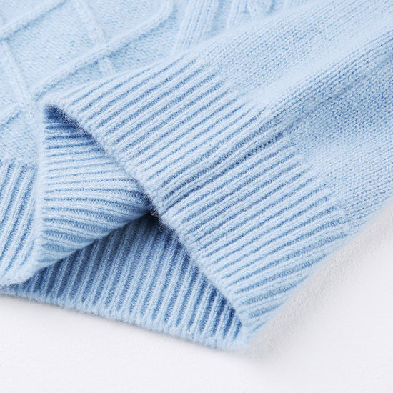 COMOBOCA 100% Wool Kids' Ribbed Round Neck Sweater