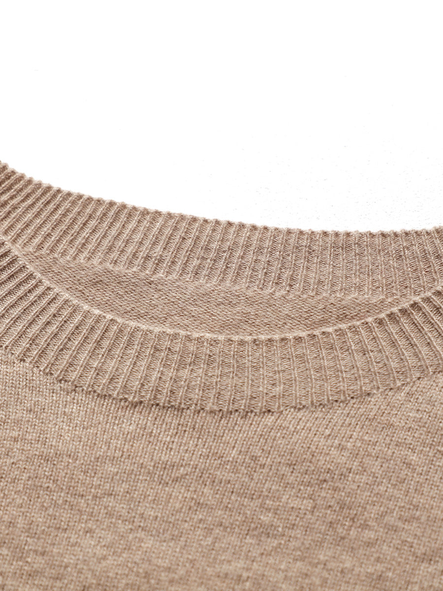 COMOBOCA 100% Wool Women's Seamless Round Neck Knit Sweater
