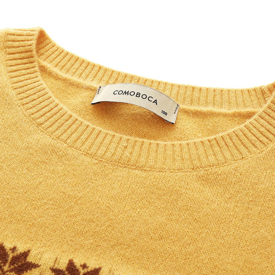 COMOBOCA 100% Cashmere Women's Fair Isle Round Neck Knit Sweater