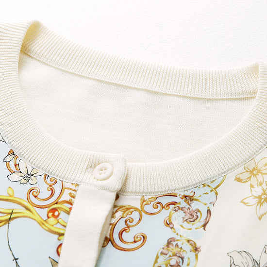 COMOBOCA Women's Printed Panel Knit Cardigan