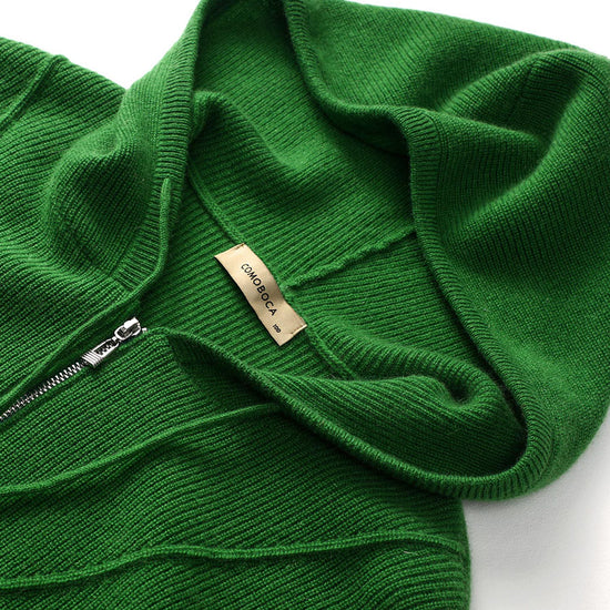 COMOBOCA 100% Cashmere Women's Half Zip Sweater Knit Hoodie