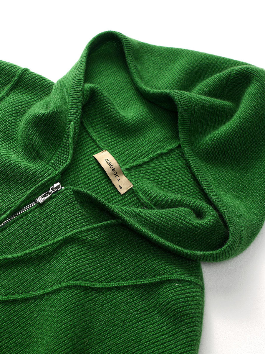 COMOBOCA 100% Cashmere Women's Half Zip Sweater Knit Hoodie