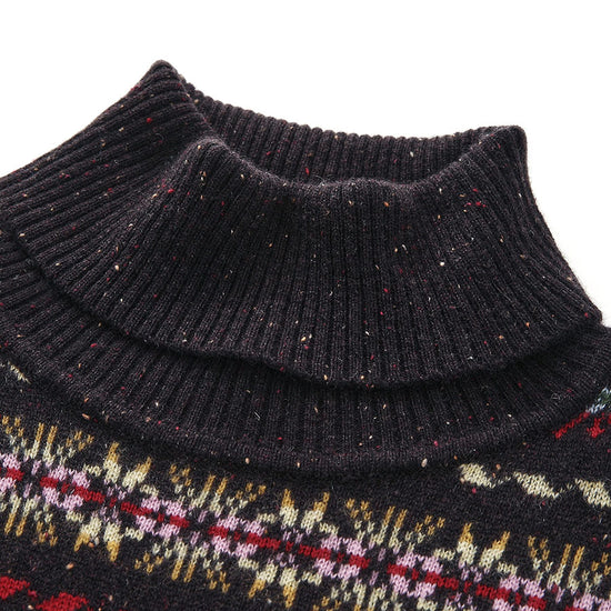 COMOBOCA 100% Cashmere Women's Fair Isle Turtleneck Sweater