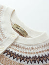 COMOBOCA 100% Cashmere Women's Fair Isle Henley Neck Sweater