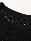 COMOBOCA Women's Openwork Round Neck Knit Sweater