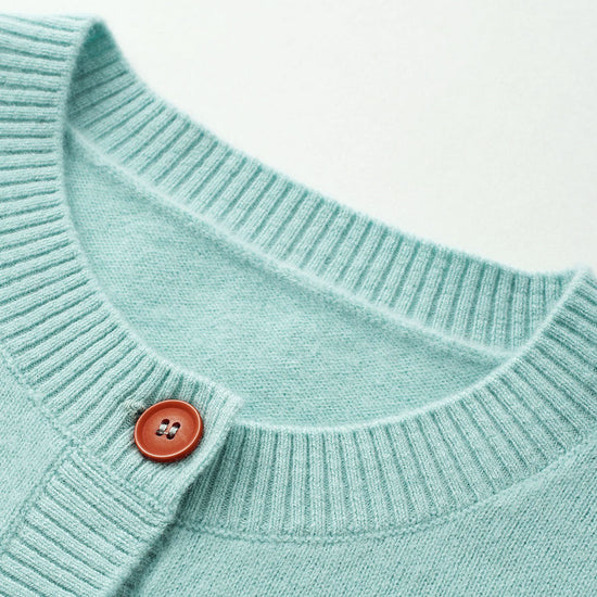 COMOBOCA 100% Wool Kids' Colorful Buttons Round Neck Cardigan