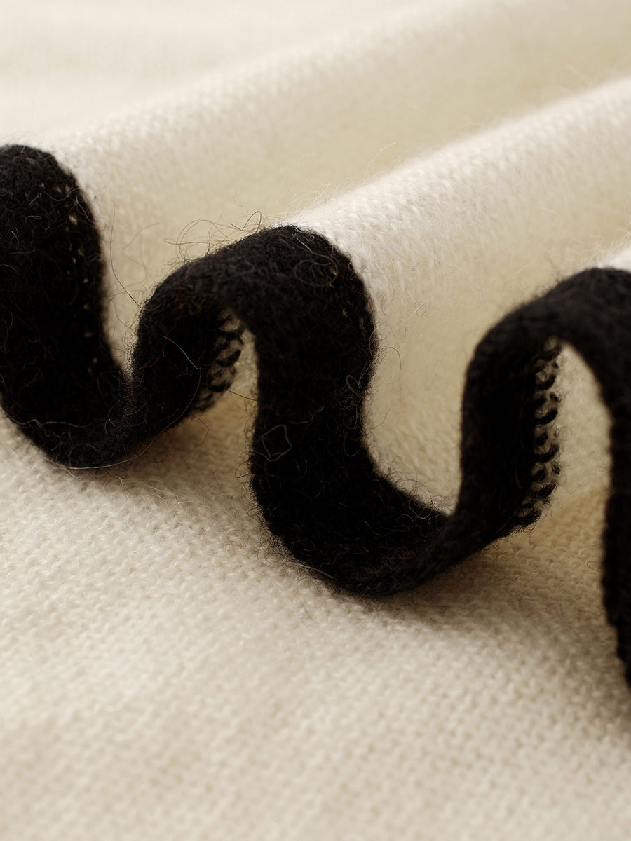 COMOBOCA 100% Cashmere Women's Striped Knit Scarf