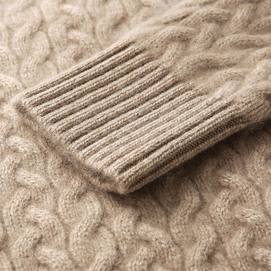 COMOBOCA 100% Cashmere Women's Cable Knit Pocket Cardigan