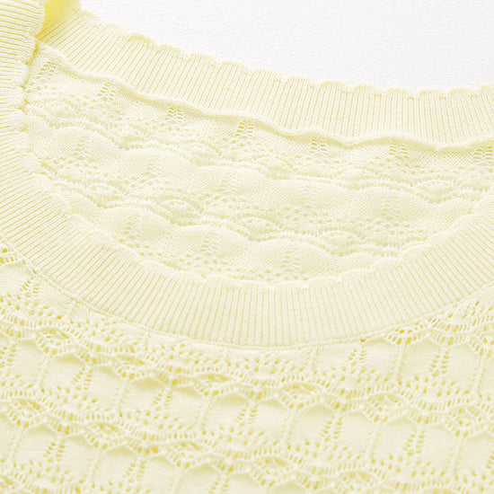 COMOBOCA Women's Openwork Round Neck Knit Sweater