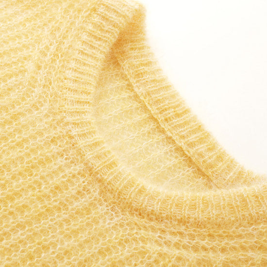 COMOBOCA Women's Mohair Sheer Knit Round Neck Sweater