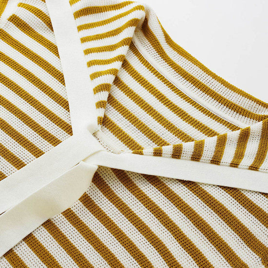 COMOBOCA Women's Striped Sailor Collar Tie Front Knit Sweater