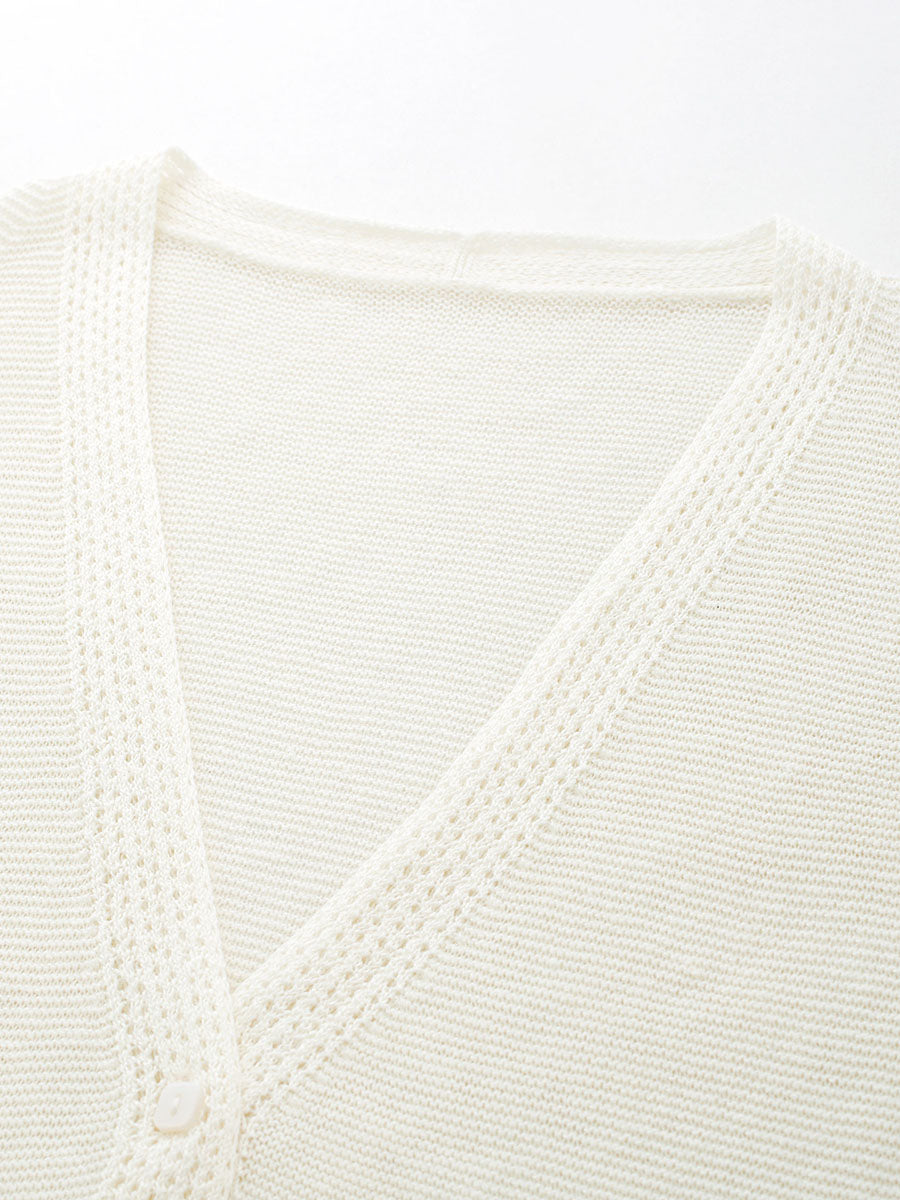 COMOBOCA Women's Ribbed V-Neck Button Cardigan