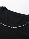 COMOBOCA Women's Cotton Silk Jeweled Neckline T-Shirt