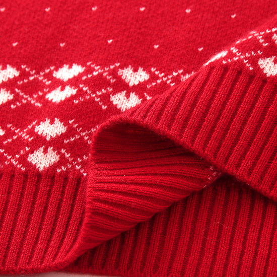 COMOBOCA 100% Cashmere Women's Fair Isle Snowflake Sweater