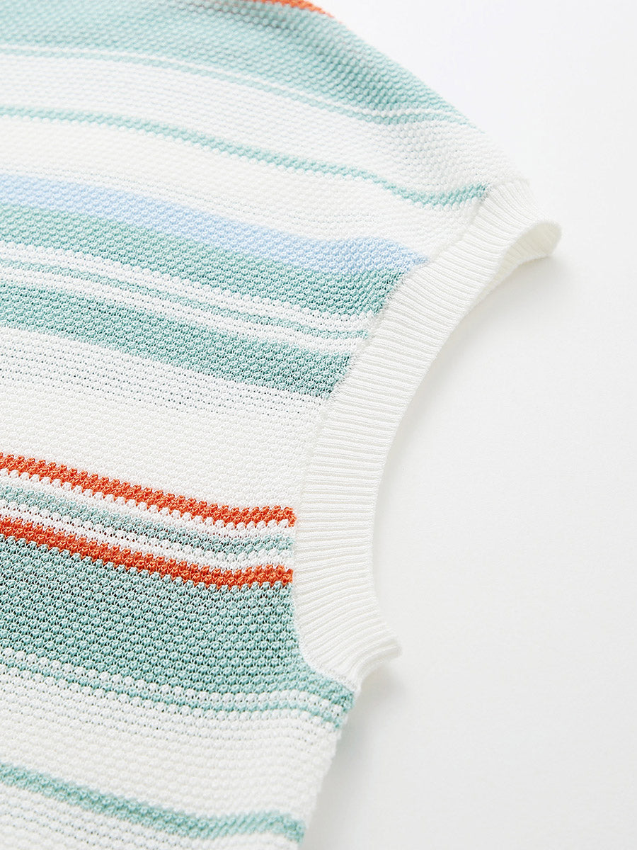 COMOBOCA Women's Striped Knit Polo T-Shirt