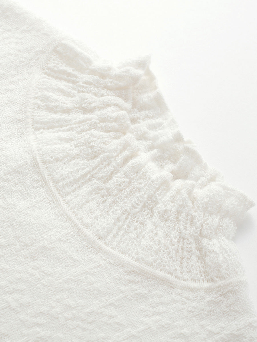 COMOBOCA 100% Wool Women's Ruffled Mock Neck Knit Sweater