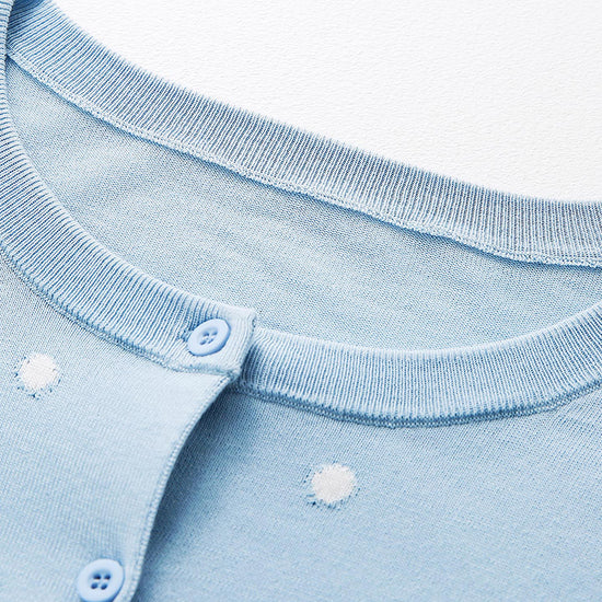 COMOBOCA Women's Lyocell Polka Dot Knit Cardigan