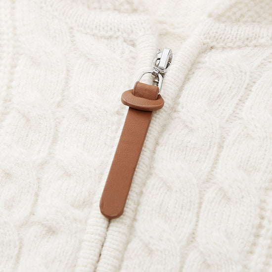 COMOBOCA 100% Wool Women's Cardigan Cable Knit Hoodie