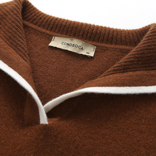 COMOBOCA 100% Cashmere Women's Sailor Collar Sweater