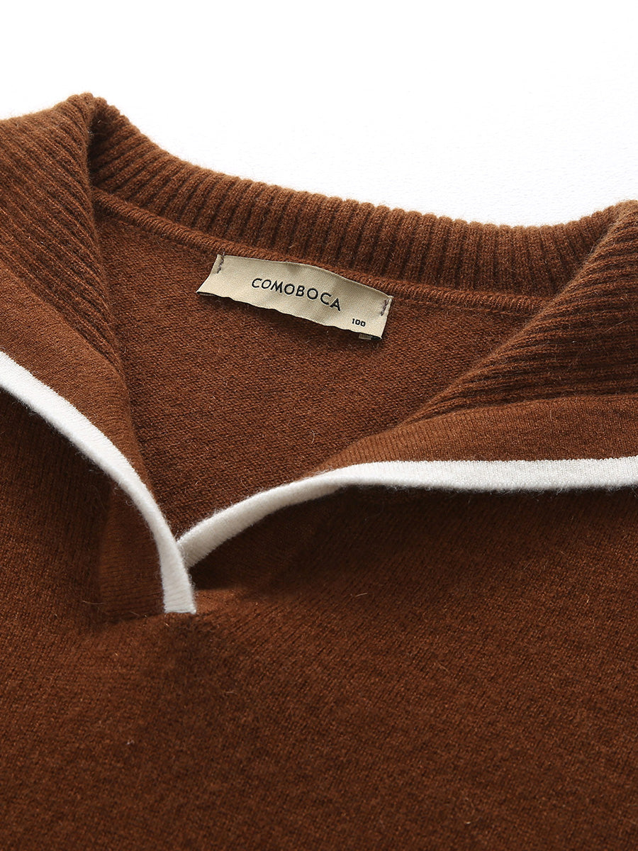 COMOBOCA 100% Cashmere Women's Sailor Collar Sweater