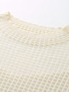 COMOBOCA Women's Waffle Knit Cap Sleeve T-Shirt with Sheer Yoke
