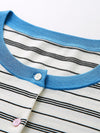 COMOBOCA Women's Striped Color Block Button Front Cardigan