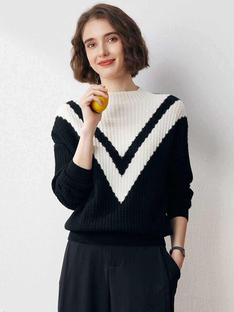 COMOBOCA 100% Cashmere Women's Mock Neck Knit Sweater