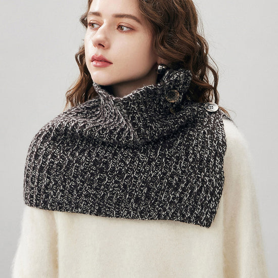 COMOBOCA 100% Wool Women's Knit Button Neck Warmer Shawl