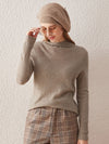 COMOBOCA CAMEL 100% Cashmere Women's Mock Neck Knit Sweater