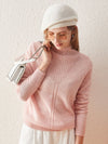 COMOBOCA 100% Cashmere Mock Neck Ribbed Knit Sweater