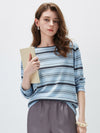 COMOBOCA Striped Women's Striped Back Tie Knit Sweater