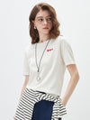 Women's crew neck short-sleeve knitted T-shirt with embroidery
