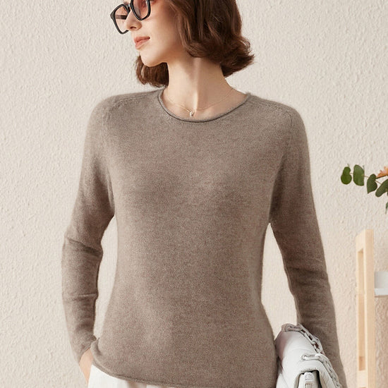 COMOBOCA CAMEL 100% Cashmere Women's Loose Knit Sweater