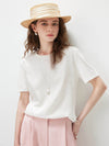 Women's Crew Neck Tonal Jacquard Short Sleeve T-Shirt