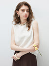 Women's Mock Neck Mulberry Silk Blend Vintage Sleeveless Vest
