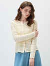 COMOBOCA Women's Scalloped Pointelle Knit Cardigan