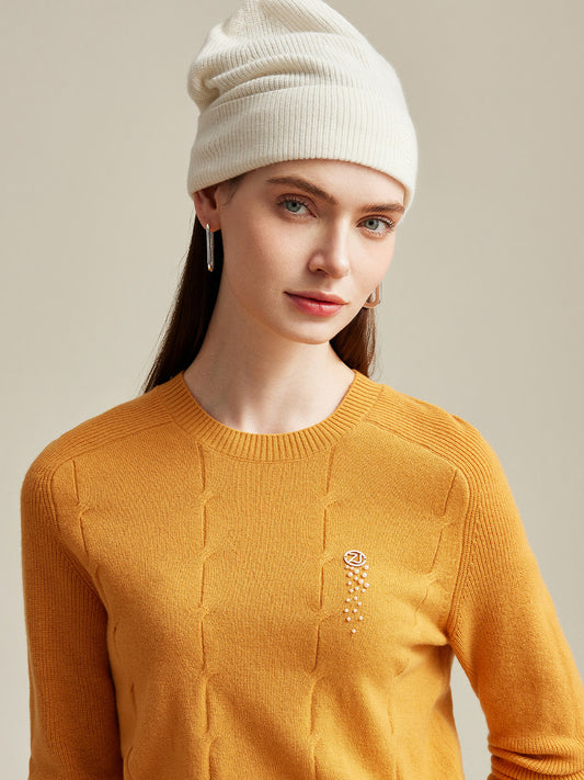 COMOBOCA White 100% Cashmere Women's Ribbed Knit Beanie