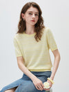 COMOBOCA Women's Ribbed Fine Stripe Knit T-Shirt